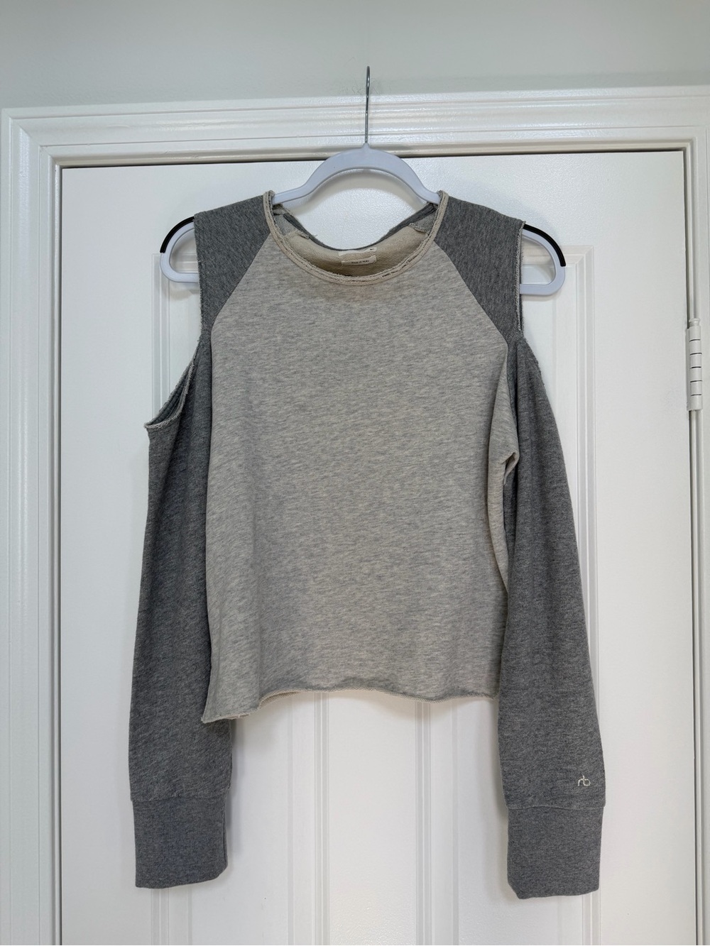 rag & bone Two-Tone Gray Crewneck Sweatshirt